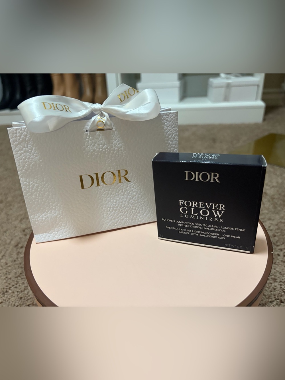 NIB Dior Forever Glow Luminizer Highlighter -Shade 01-Nude Halo w/ Dior Gift Bag